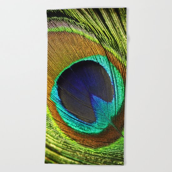 peacock feather Beach Towel