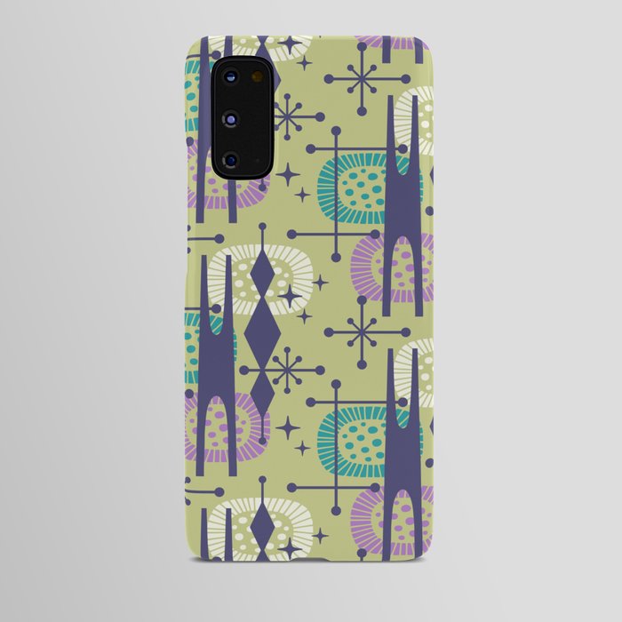 Mid Century Modern Atomic Abstract 754 Mid Mod Blue Green Purple and Turquoise Android Case