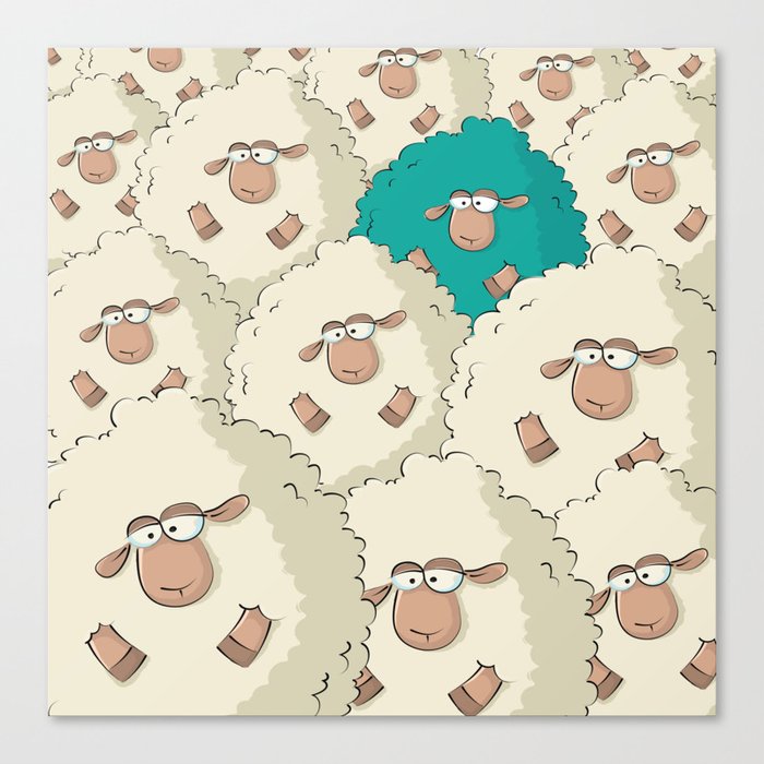 Sheep Pattern | Turquoise Canvas Print