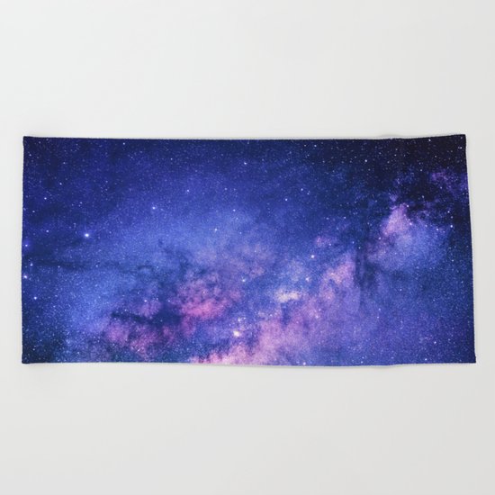 Galaxy, Blue Purple Night Sky, Universe Beach Towel