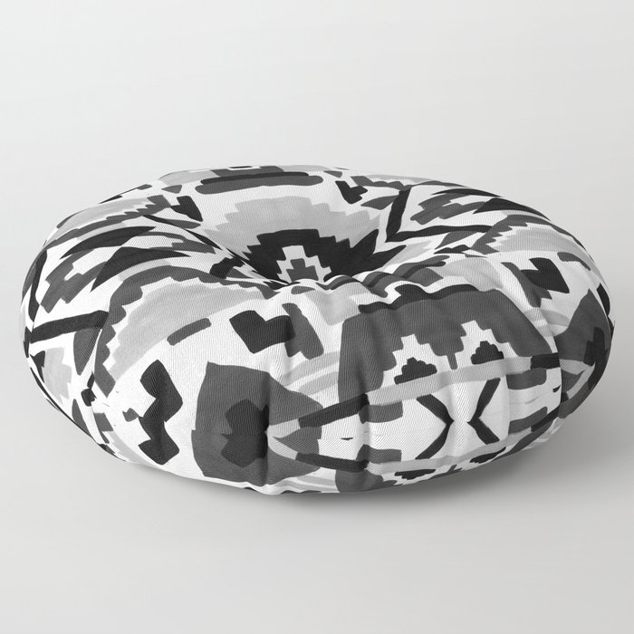 Geometric Aztec - black and white Floor Pillow