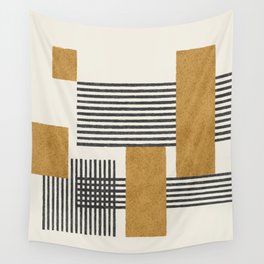 Stripes and Square Composition - Abstract Wall Tapestry