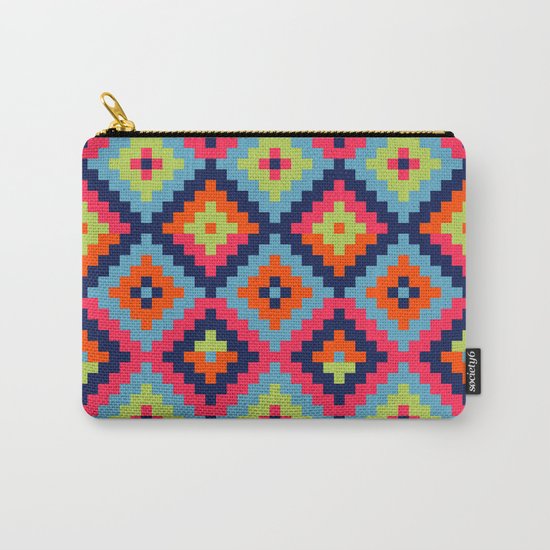 Aztec pattern - blue, green, orange, pink Carry-All Pouch
