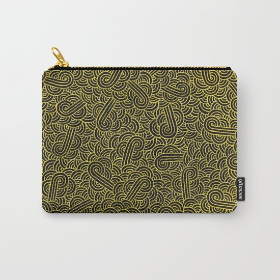 Black and faux gold swirls doodles Carry-All Pouch