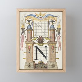 Vintage calligraphic poster 'N' Framed Mini Art Print