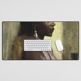 African American Masterpiece, Nubian Beauty portrait painting by Tobias Andreae Desk Mat