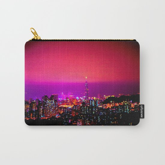 City Skyline Fuchsia Pink Sunset Carry-All Pouch
