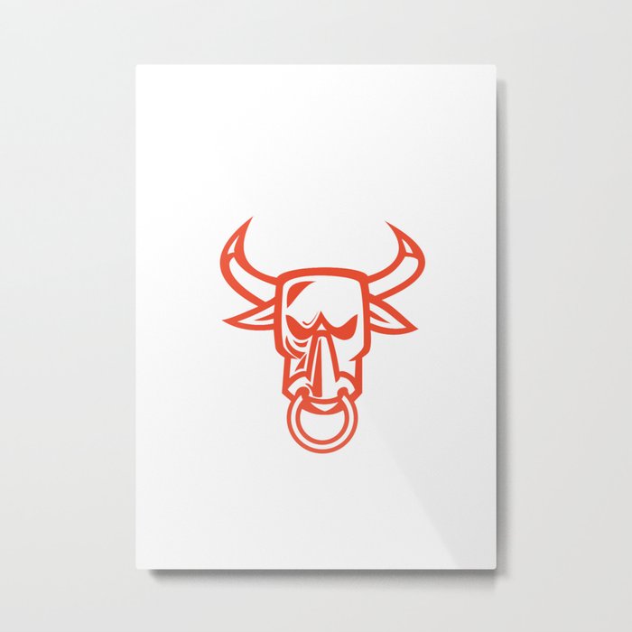 Bull Cow Head Nose Ring Cartoon Metal Print