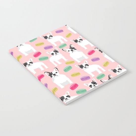 French Bulldog macaron paris cute puppy frenchie gifts for dog breed owner pet friendly custom dog Notebook