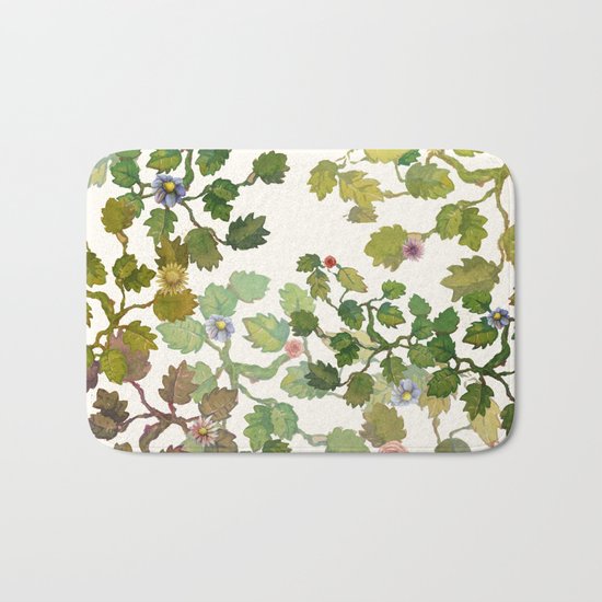 water color garden with flowers! ( Bath Mat