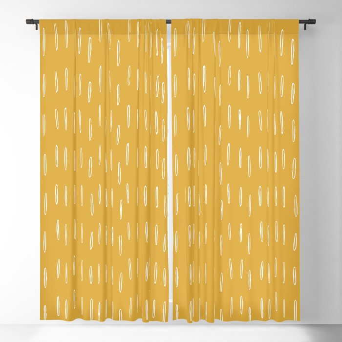 Raindrop Abstract Boho Pattern, Yellow Blackout Curtain