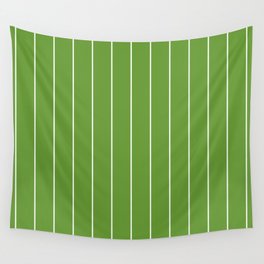 Simple White Stripes on Avocado Green Background Wall Tapestry