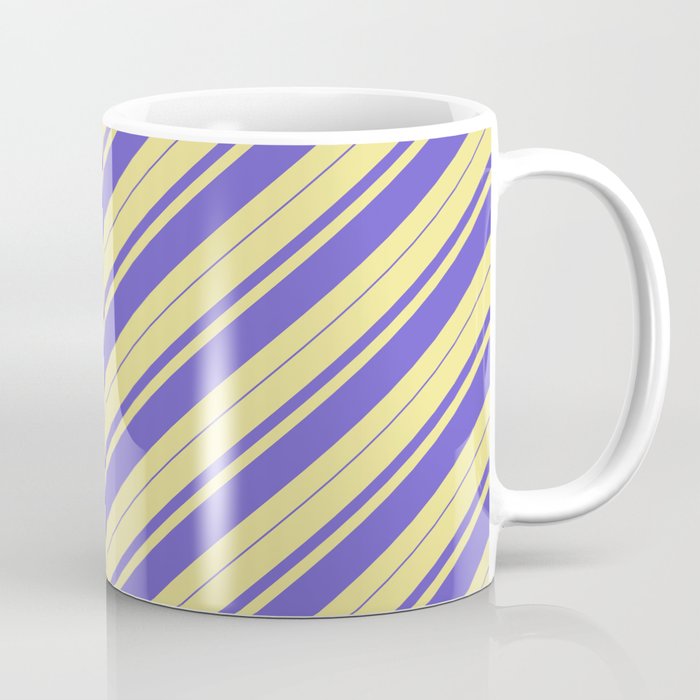 Tan & Slate Blue Colored Stripes Pattern Coffee Mug