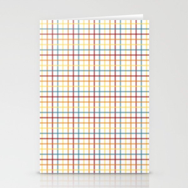 Fresh Plaid 2 - teal red orange yellow on white Stationery Cards