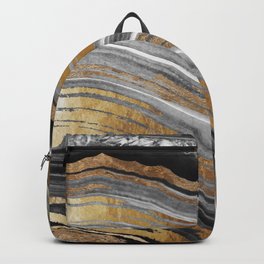 Black and Gold Geode rock Backpack