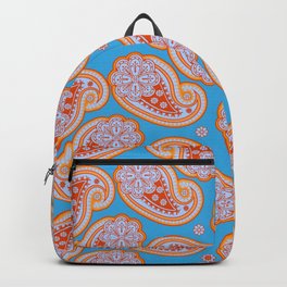 Persian Indian Paisley Pattern Blue Orange Backpack