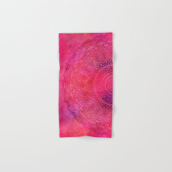 Watercolor Mandala Red Hand & Bath Towel