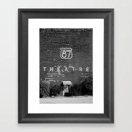 Drive in Movie Theater Black and White Framed Art Print