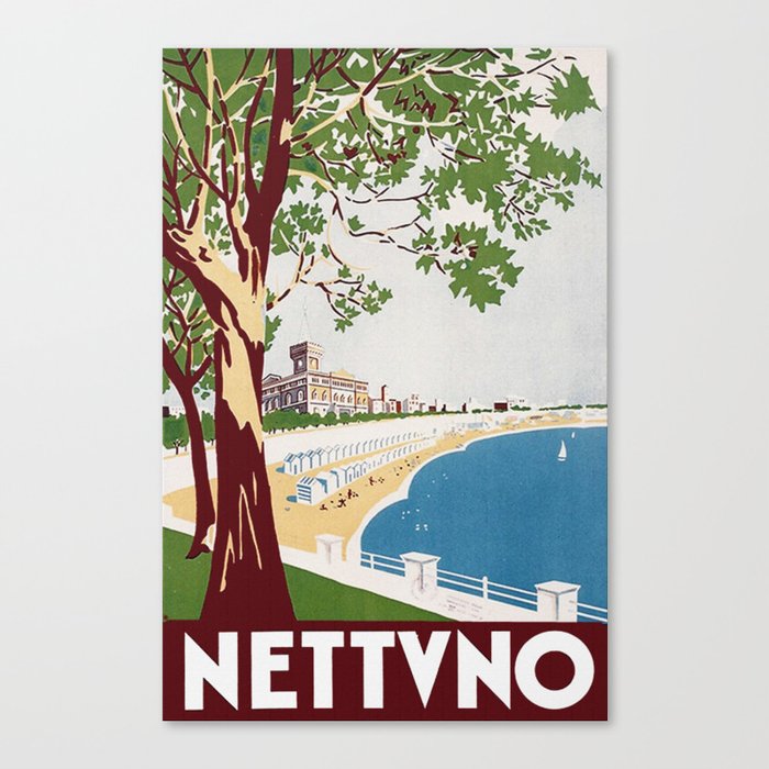 Vintage Nettuno Italy Travel Poster Canvas Print