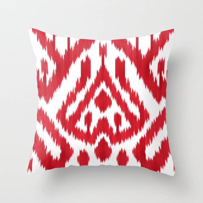 Coral Red Ikat Throw Pillow By Aygeartist Society6