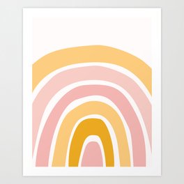 Abstract Shapes 94 in Mustard Yellow and Pale Pink (Rainbow Abstraction) Art Print