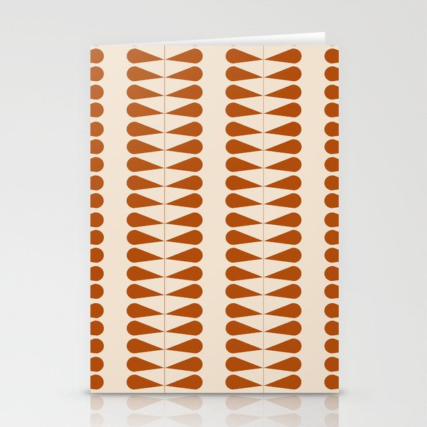 Orange geometric mid century retro plant pattern Stationery Cards