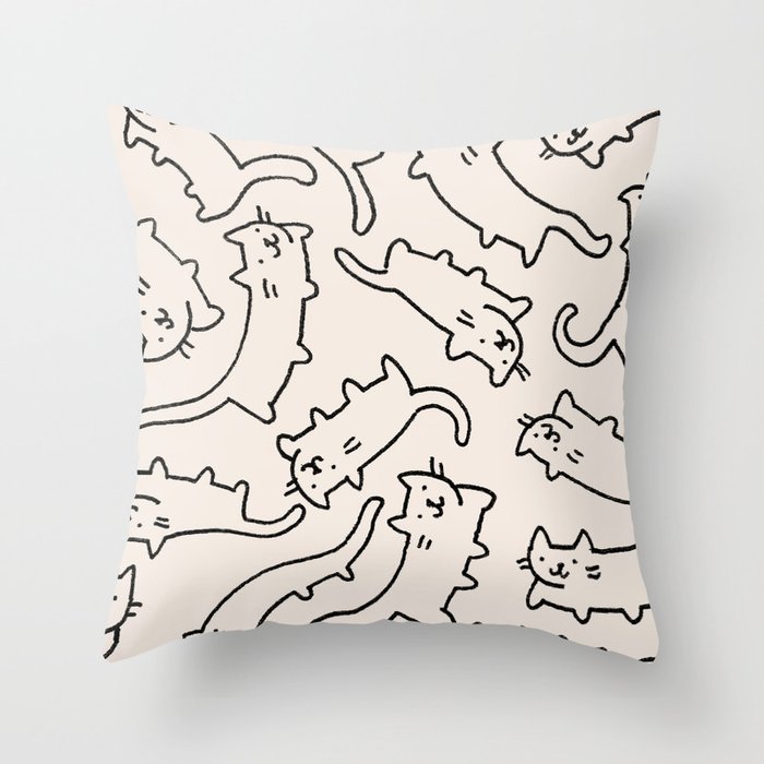 Floating Cats Throw Pillow