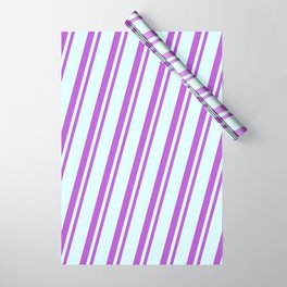 [ Thumbnail: Light Cyan and Orchid Colored Lined/Striped Pattern Wrapping Paper ]