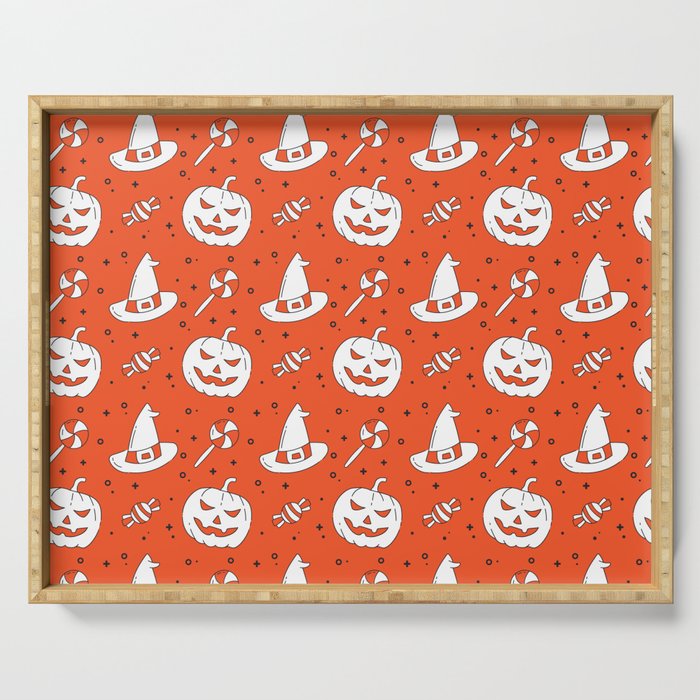 Pumpkin Witch Halloween Background Serving Tray