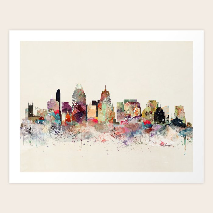 Cincinnati Skyline Art Print By Bribuckley Society6