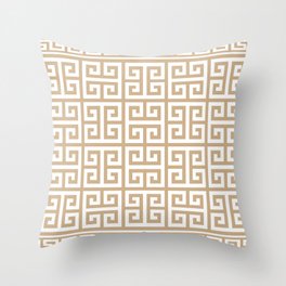 Greek Key (Tan & White Pattern) Throw Pillow