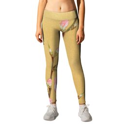 Peach Blossoms Japanese Showa Period - Gyoshu Hayami Leggings