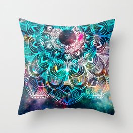 Abstract old geometric with star field and colorful galaxy Throw Pillow