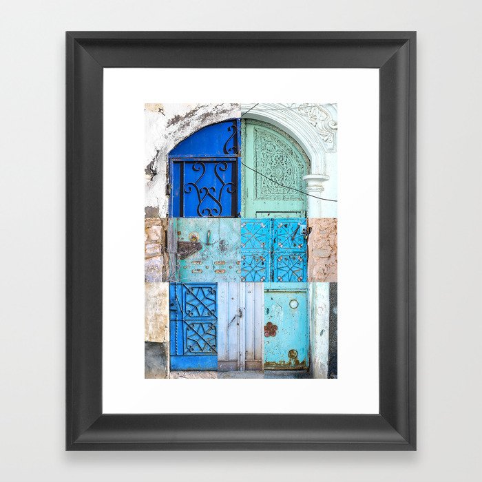 Blue Door Puzzle Framed Art Print
