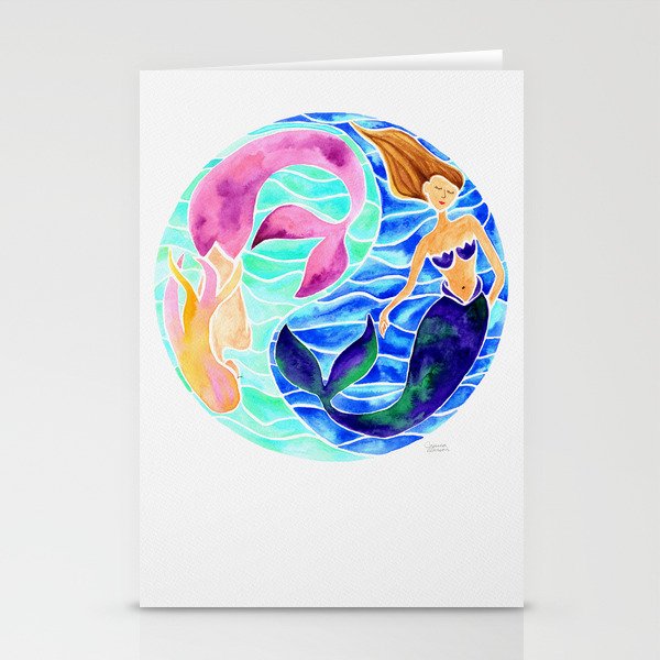 Yin Yang Mermaids Stationery Cards