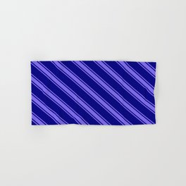 [ Thumbnail: Blue and Medium Slate Blue Colored Lined/Striped Pattern Hand & Bath Towel ]