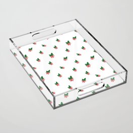 Christmas Berry Ornaments Print Seamless Pattern Acrylic Tray