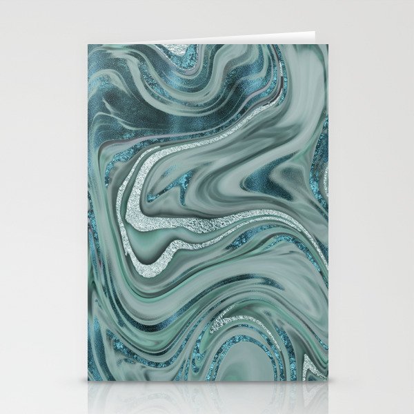 Elegant Marble Gemstone Texture Turquoise Teal Stationery Cards