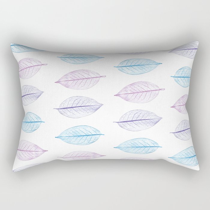 leaves pink blue and purple pencil print impressions Rectangular Pillow