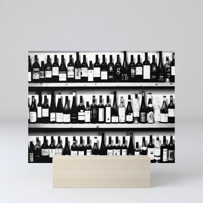 Wine Bottles in Black And White #decor #society6 #buyart Mini Art Print
