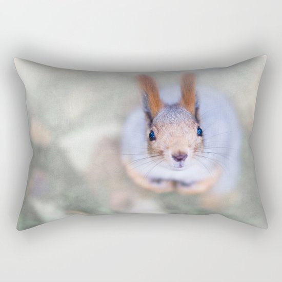 Squirrel looks at you from the bottom up Rectangular Pillow