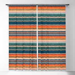 serape southwest stripe - orange & dark teal Blackout Curtain