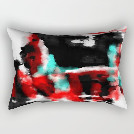 Lukewarm - Abstract, original painting in red, blue, black and white Rectangular Pillow