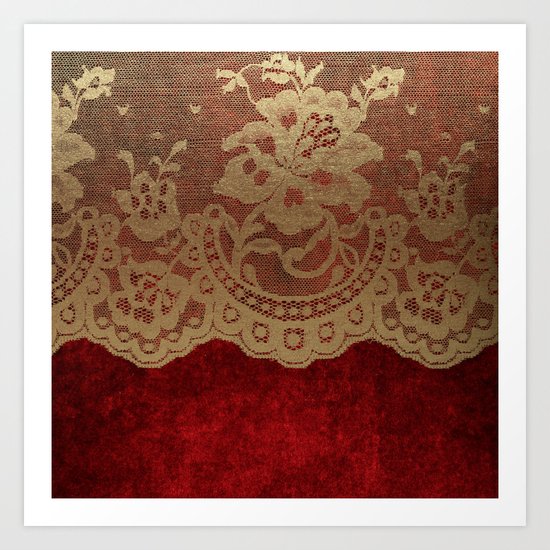 Red Lace Velvet 01 Art Print