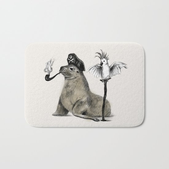 Pirate // seal parrot Bath Mat