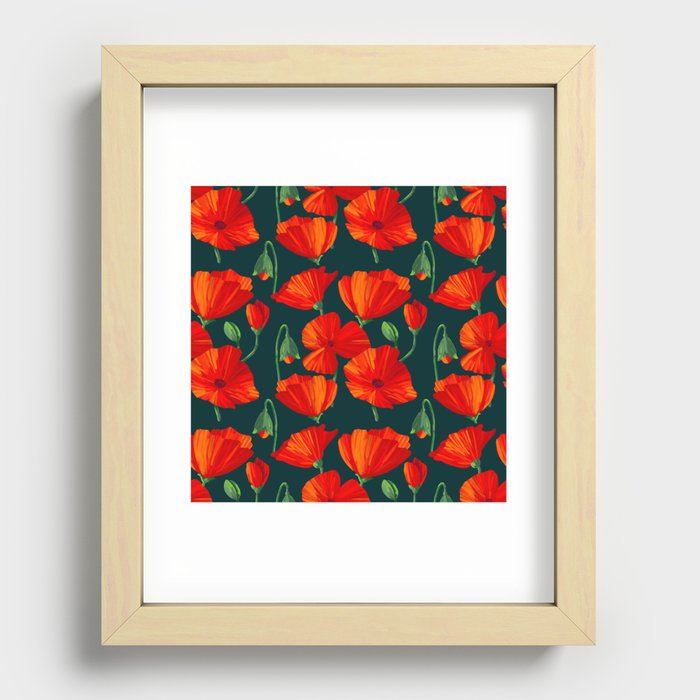 Poppy flower pattern Recessed Framed Print