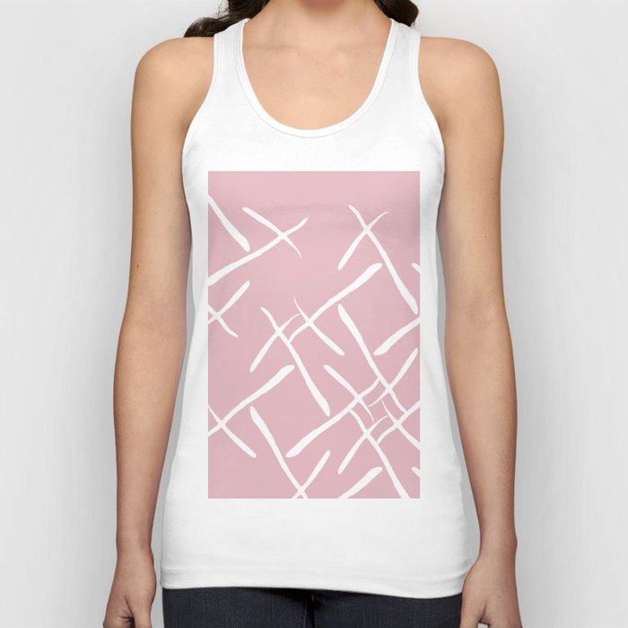 White cross marks on rose background Tank Top