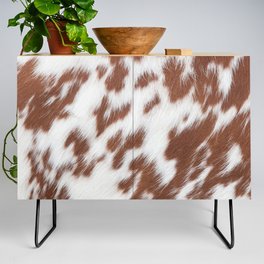Brown and White Cowhide, Cow Skin Print Pattern Credenza
