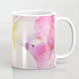 Hawaiian Plumeria Flower Tropical Floral Watercolor in Pink & White Coffee Mug