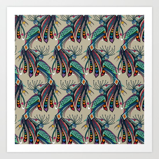 peacock rainbow love Art Print